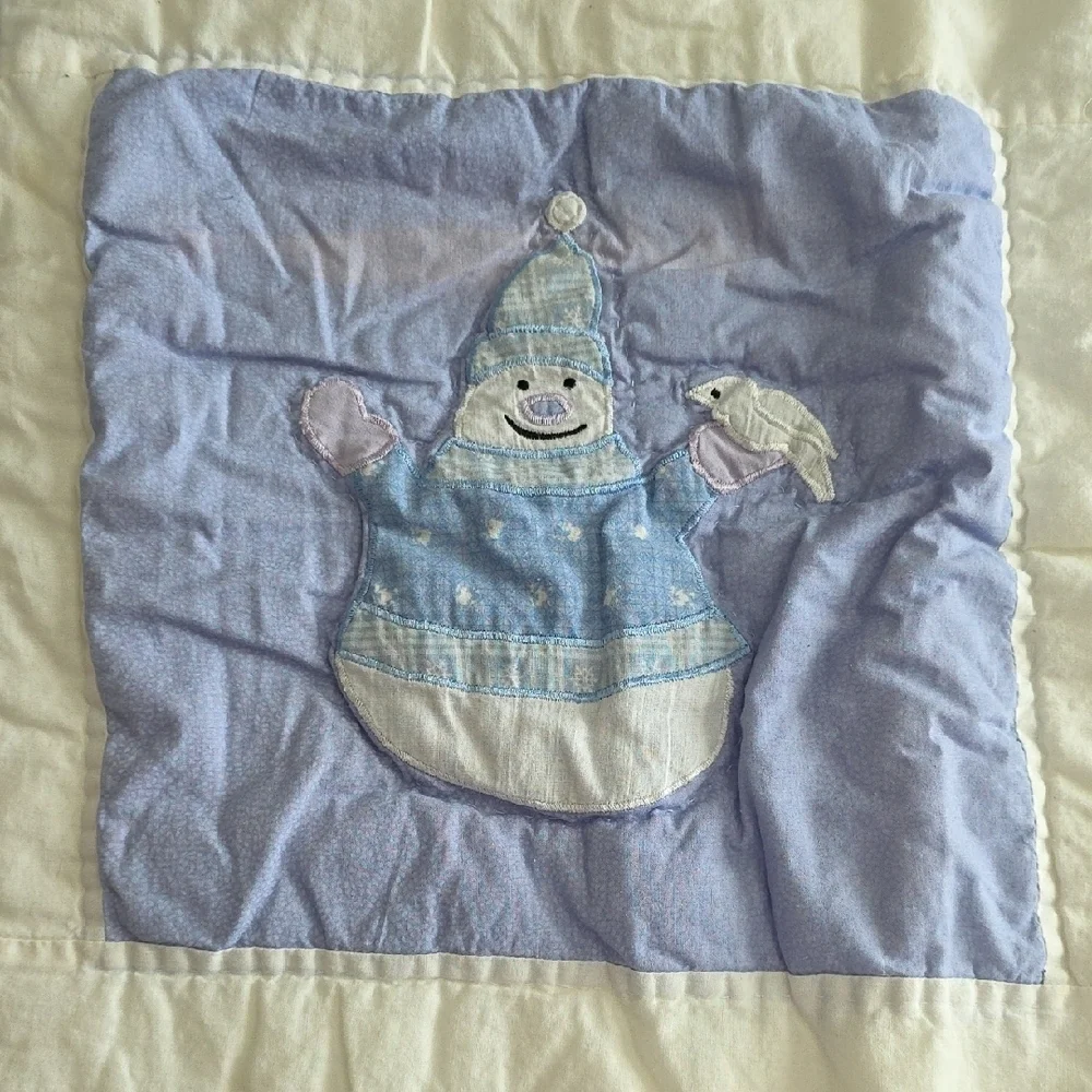 (J57) Blue and White Snowman Pillow Case